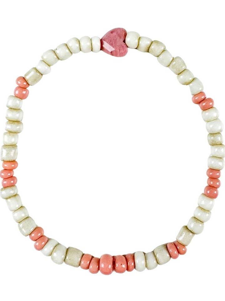 Seed Heart Bracelet | Mixed Pink for wholesale by Twine & Twig