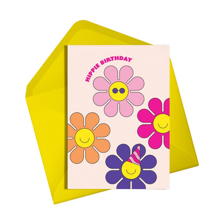 Hippie birthday (neon) | Birthday Card for wholesale by Alphablots