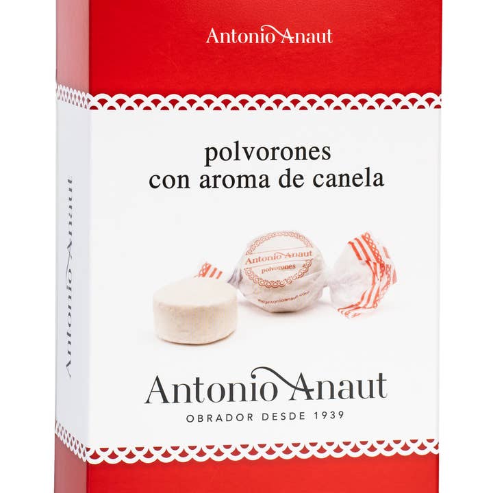 280 g box. Cinnamon polvorón for wholesale by ANTONIO ANAUT