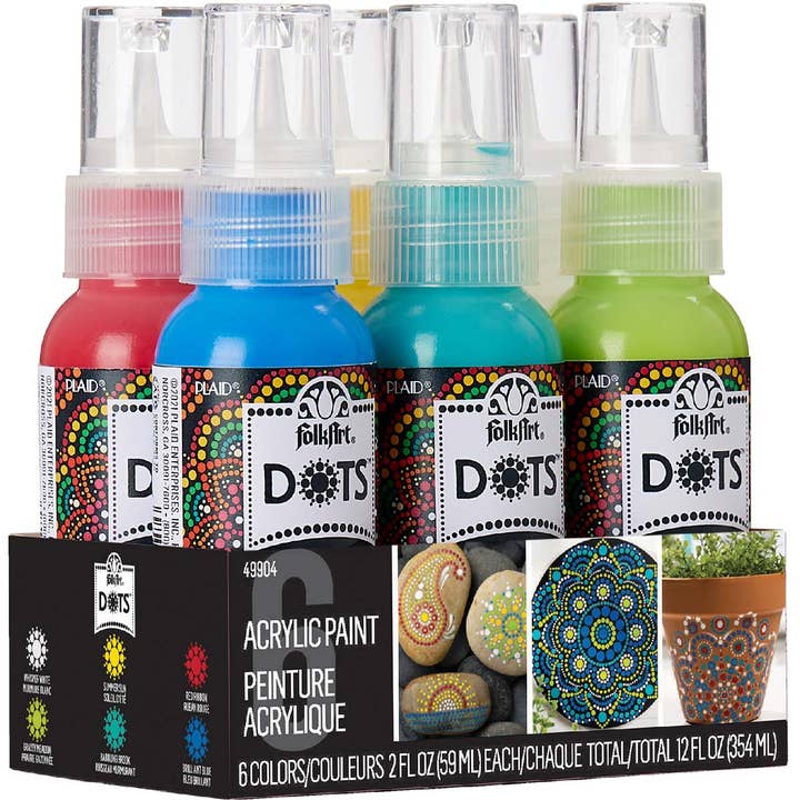 Plaid Crafts - Wholesale Paint Set - FolkArt Dots Acrylic Dotting Paint Set 6 Colors