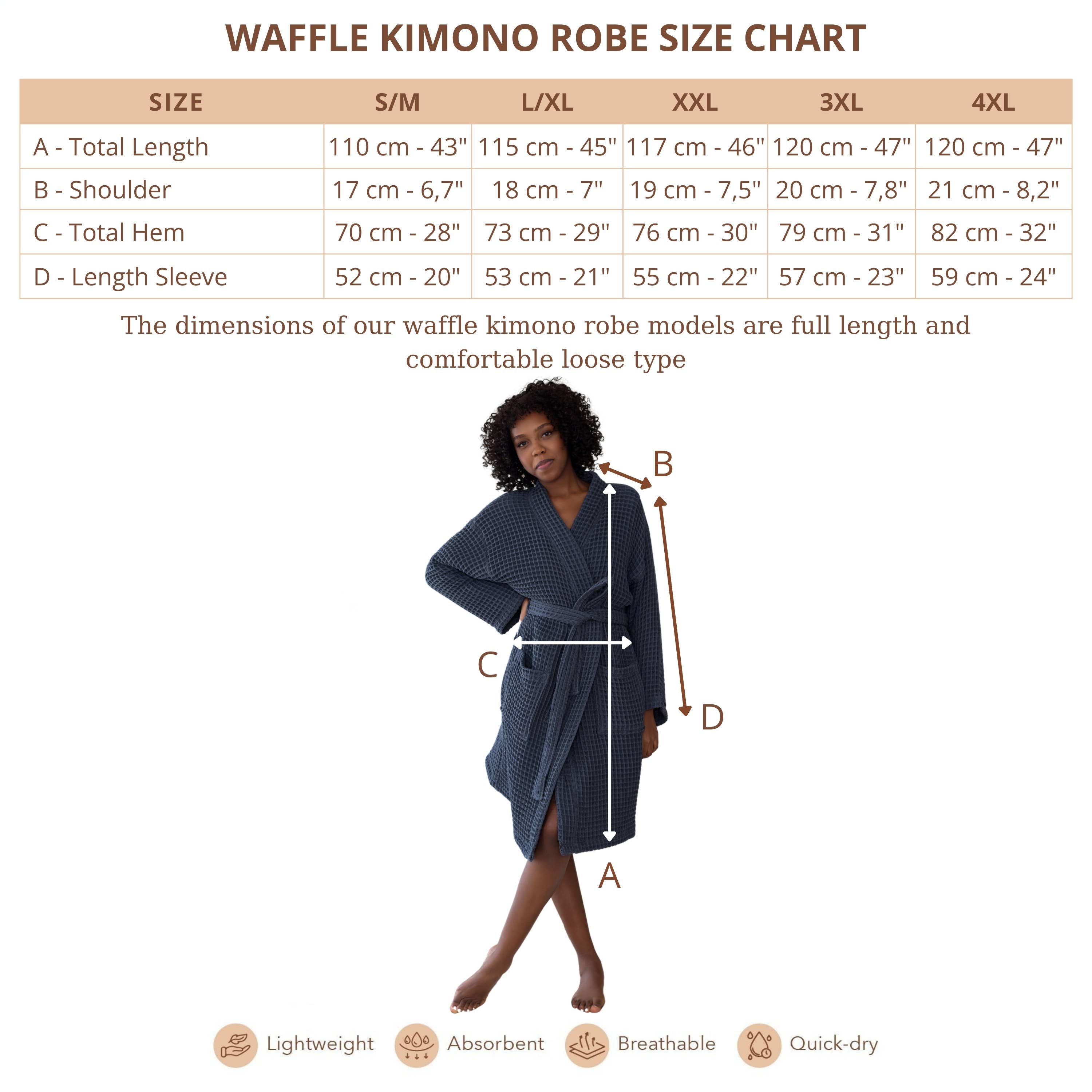 Vivamaison - Wholesale Robe - Unisex - Luxurious Waffle Kimono Bathrobe, 100% Cotton, Unisex Style65