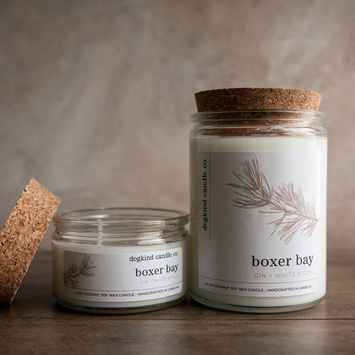 Dogkind Candle Co - Venta al por mayor Velas en tarros - Boxer Bay - ginebra seca + abedul blanco