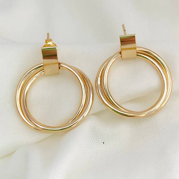 Housegoldjewelry - Vente Boucles d'oreilles pendantes - Boucles d'oreilles créoles doubles, créoles, créoles pendantes,