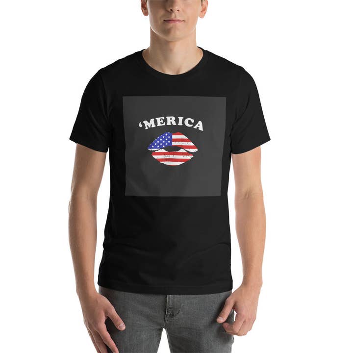 Cute America Lip Flag Unisex T-shirt for wholesale by Souverista