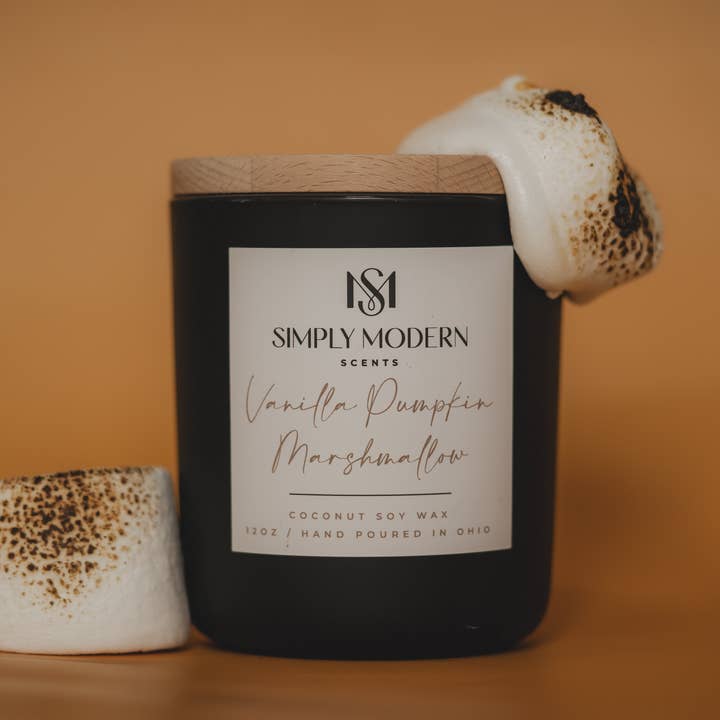 Vanilla Pumpkin Marshmallow | Black | Coconut Soy Wax Candle for wholesale by Simply Modern Scents