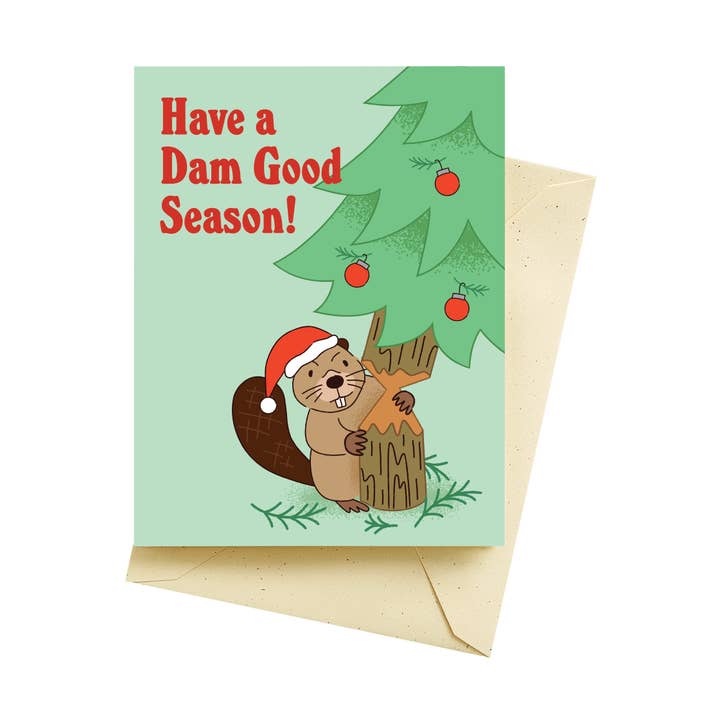 Tarjetas navideñas Dam Beaver para venta al por mayor de Seltzer Goods