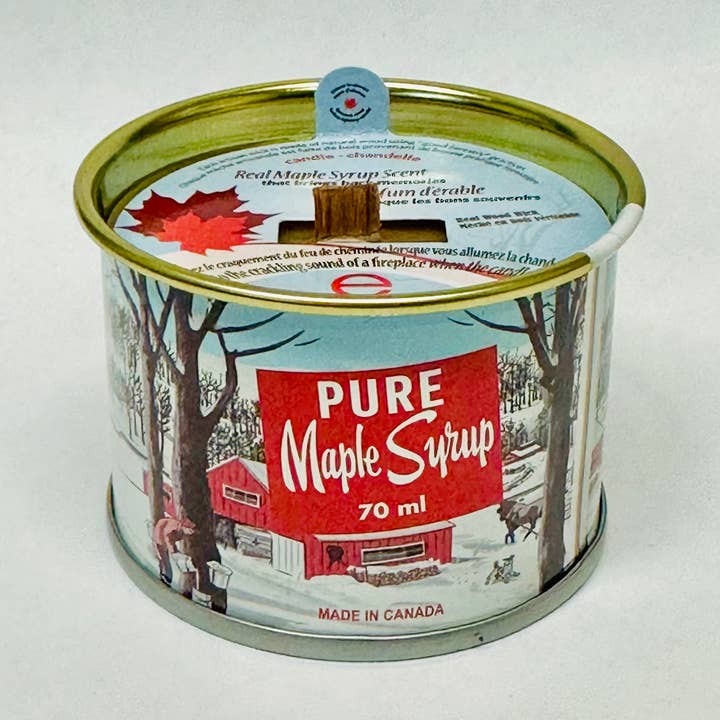 Mini Maple Syrup Candle – 70 ml Iconic Tin Can (Wood wick) for wholesale by Seracon