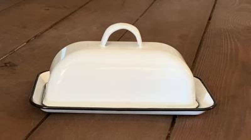 DNS Designs - Vendita all'ingrosso Burriere - Burriera in smalto con bordo nero e coperchio tondo0