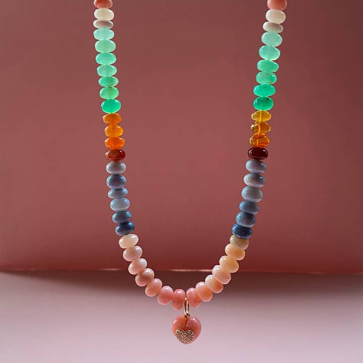 Collier Cœur Diamant Opale Multiple pour la vente par Carly Waters Designs