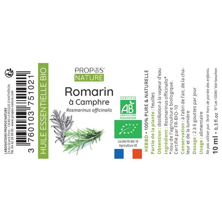 Propos'Nature - Venta al por mayor Aceite esencial - Aceite Esencial Romero a Alcanfor Bio 10ml