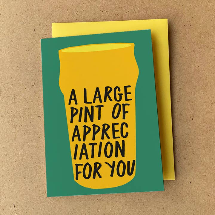 'Pint' Greeting Card for wholesale by RUDE