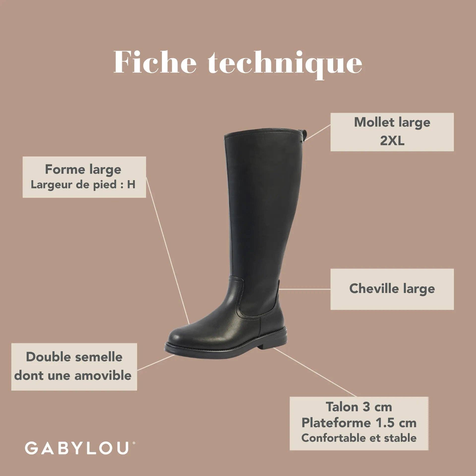 Gabylou - Wholesale Boots - Women's - Wide Calf Boots 2XL - Melania Model4
