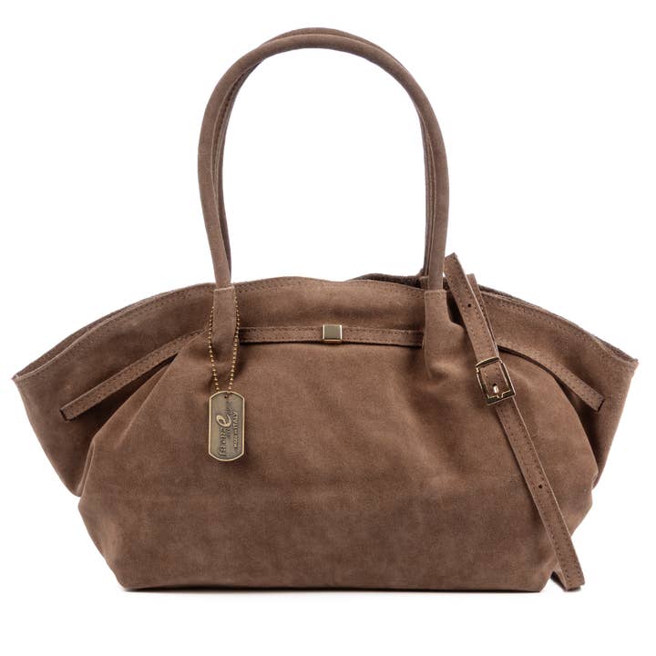 Borsa a spalla donna Baradili. Pelle scamosciata autentica. per la vendita all'ingrosso da parte di FIRENZE ARTEGIANI