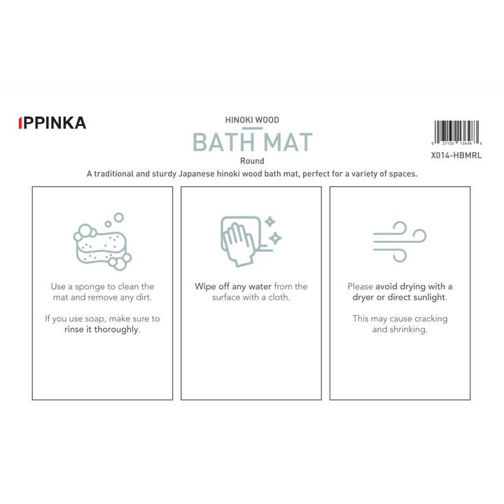IPPINKA Made in Japan - Wholesale Bath Mat - Hinoki Bath Mat - Round Top, quick dry, natural scent3