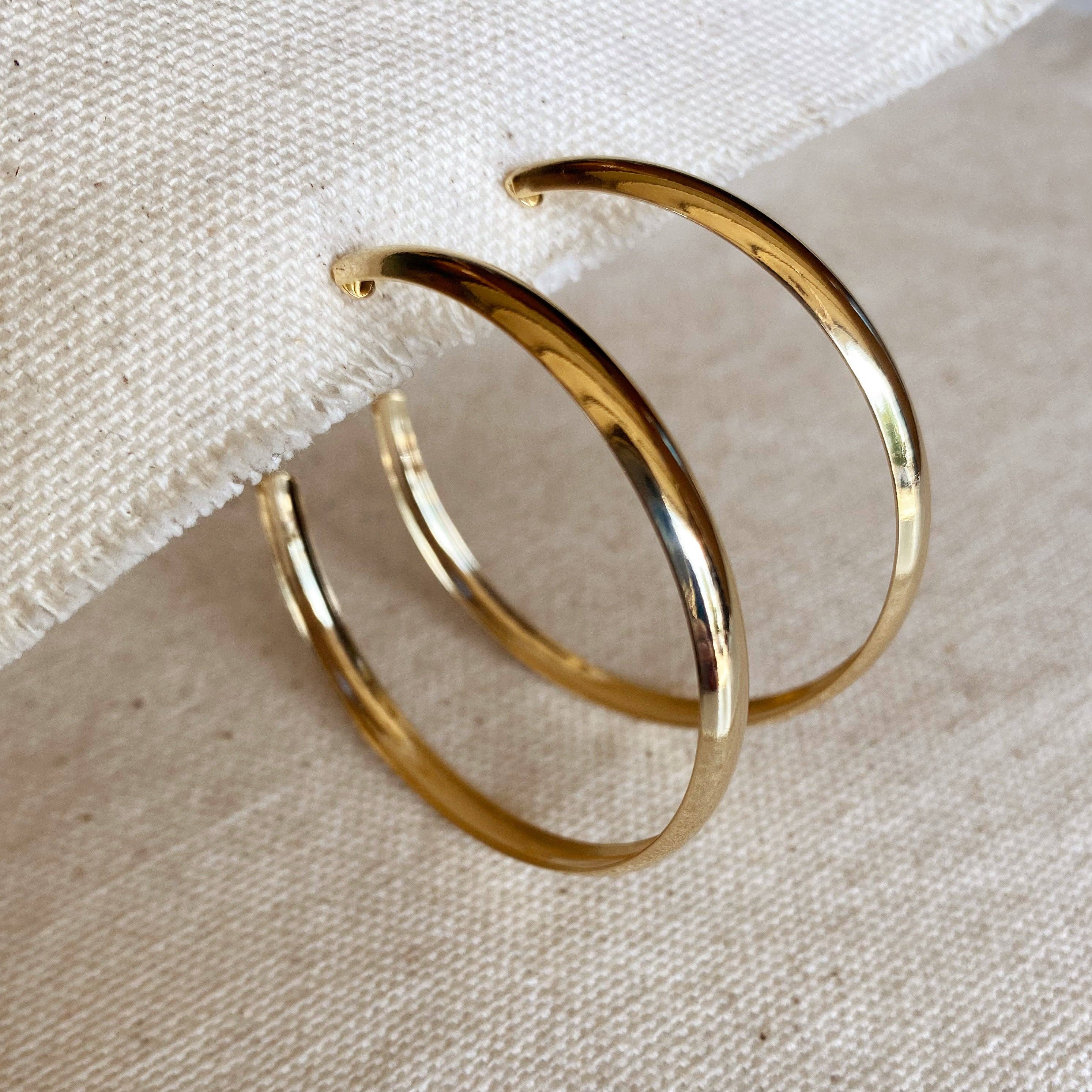 GoldFi - Wholesale Hoop Earrings - 18k Gold Filled 50mm Hollow C-Hoop Earrings2