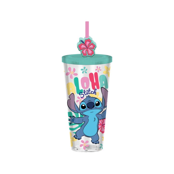 Lilo & Stitch Aloha 24oz Cold Cup w/ Lid & Topper Straw for wholesale by Silver Buffalo