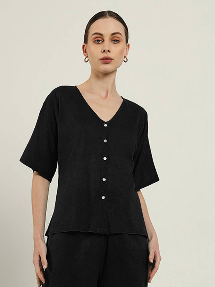 Haut de chemise Metro Mode Noir (sans bas) pour la vente par Thevasa