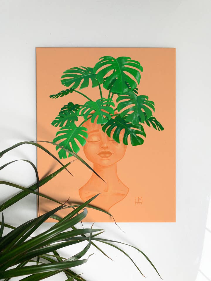 Monstera Plant Lady 8x10 Giclée Art Print | plantas de casa | femme | botânico por atacado de Elissa Marie Creative