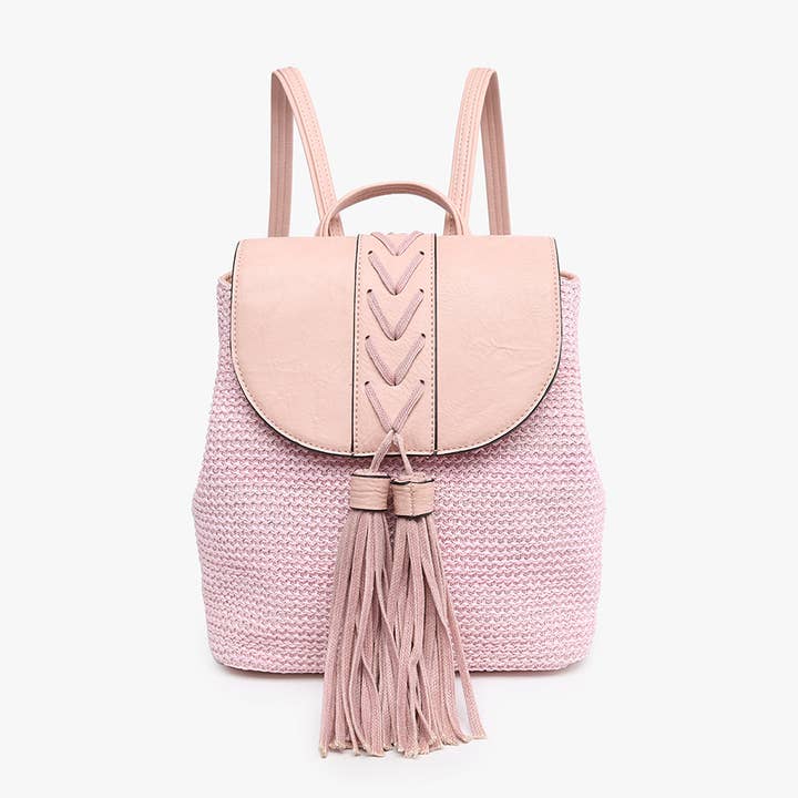 JNC RT (Jen & Co. Outlet) - Wholesale Backpack - Women's - BP2277 Eleanora Straw Backpack w/ Vegan Leather Detail1