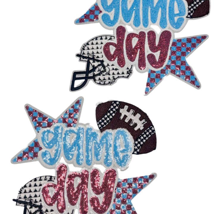 sequinandstiches - Wholesale Patch - Game Day Patch, 11 in Patch,Football Patch, Red and Blue Patch, Sequin Football Patch, Sports Patch, Sequin Patch, Iron on Patch, DIY7
