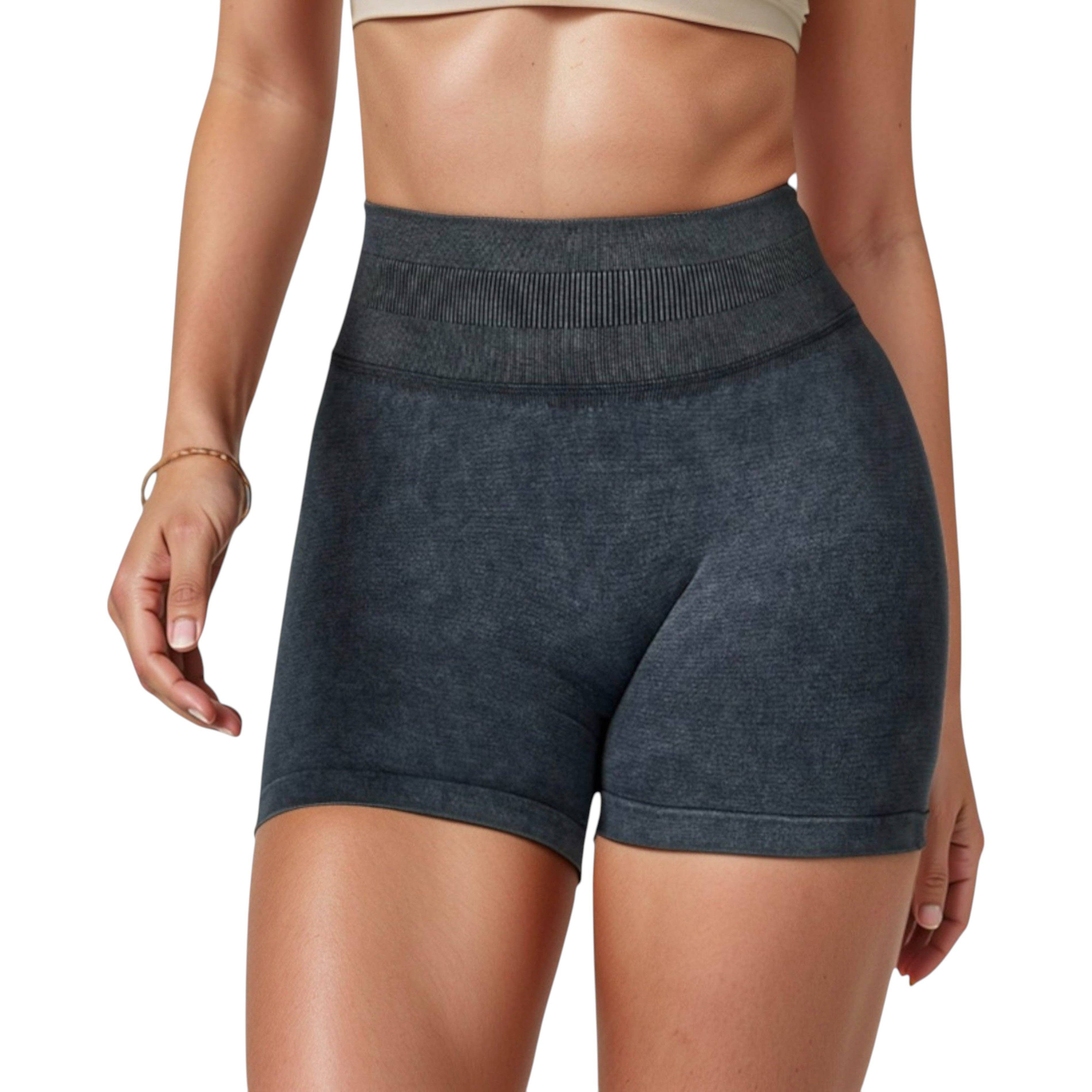 Active by Anna-Kaci - Vente Short de sport – femme - Shorts de cyclisme sans couture à taille haute côtelée pour femmes avec élasticité6