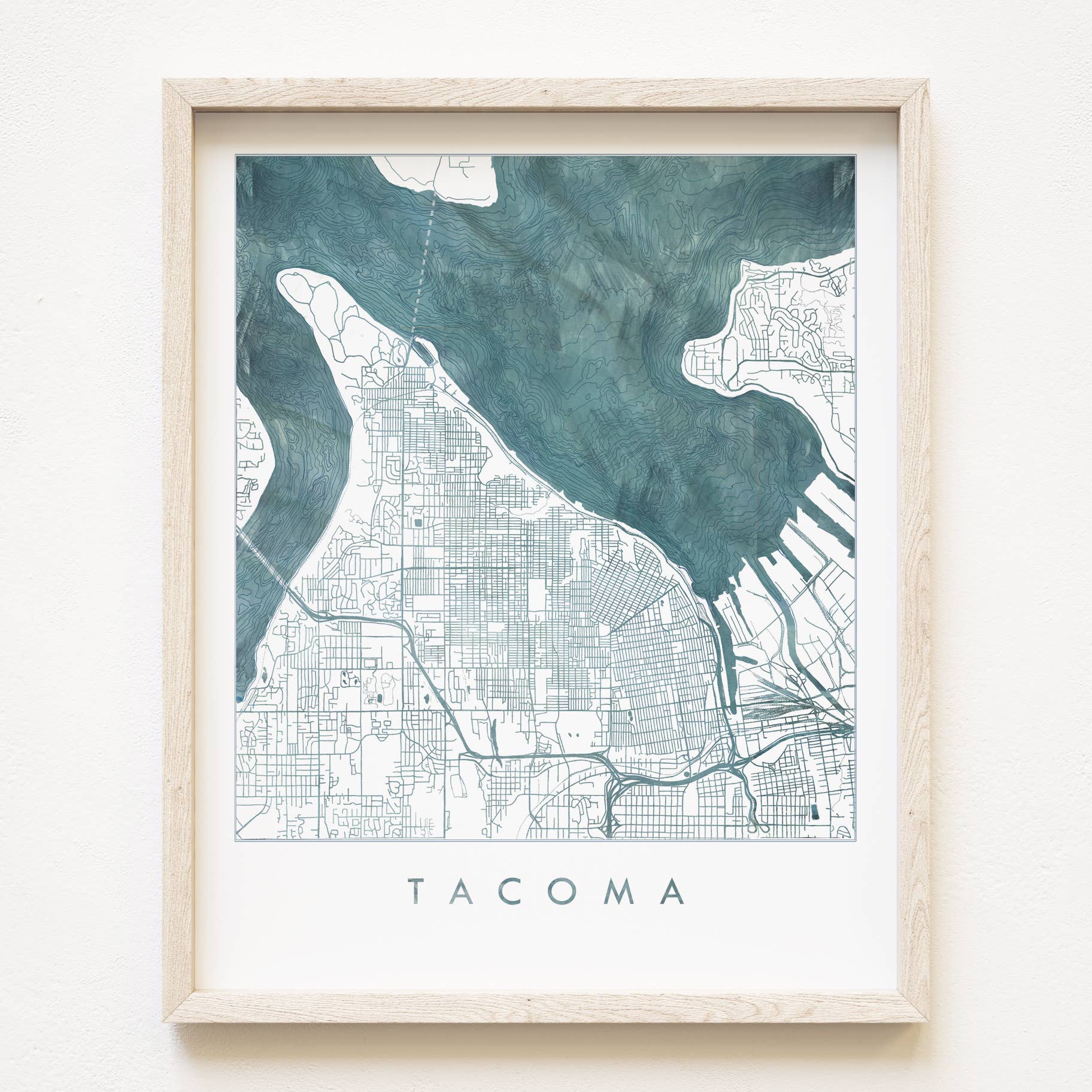 Turn-of-the-Centuries - Wholesale Art Print - Tacoma Washington Water Map-drawing PRINT0