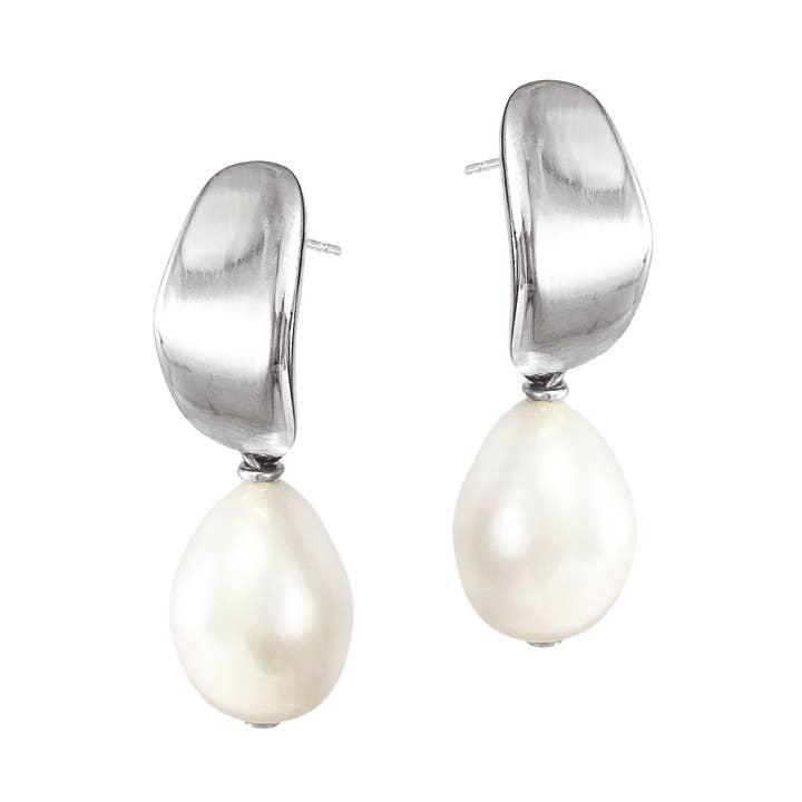 Mirage Pearl Studs - Silver for wholesale by BIKO
