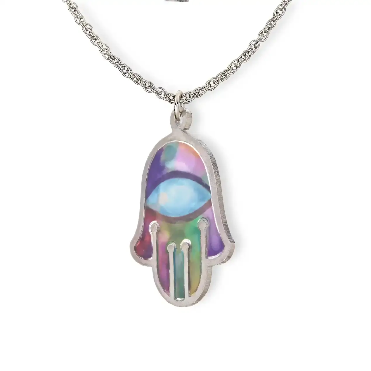 Seeka Jewelry and Judaica - Wholesale Pendant/Charm Necklace - Seeka Iridescent Pastel Hamsa Necklace3