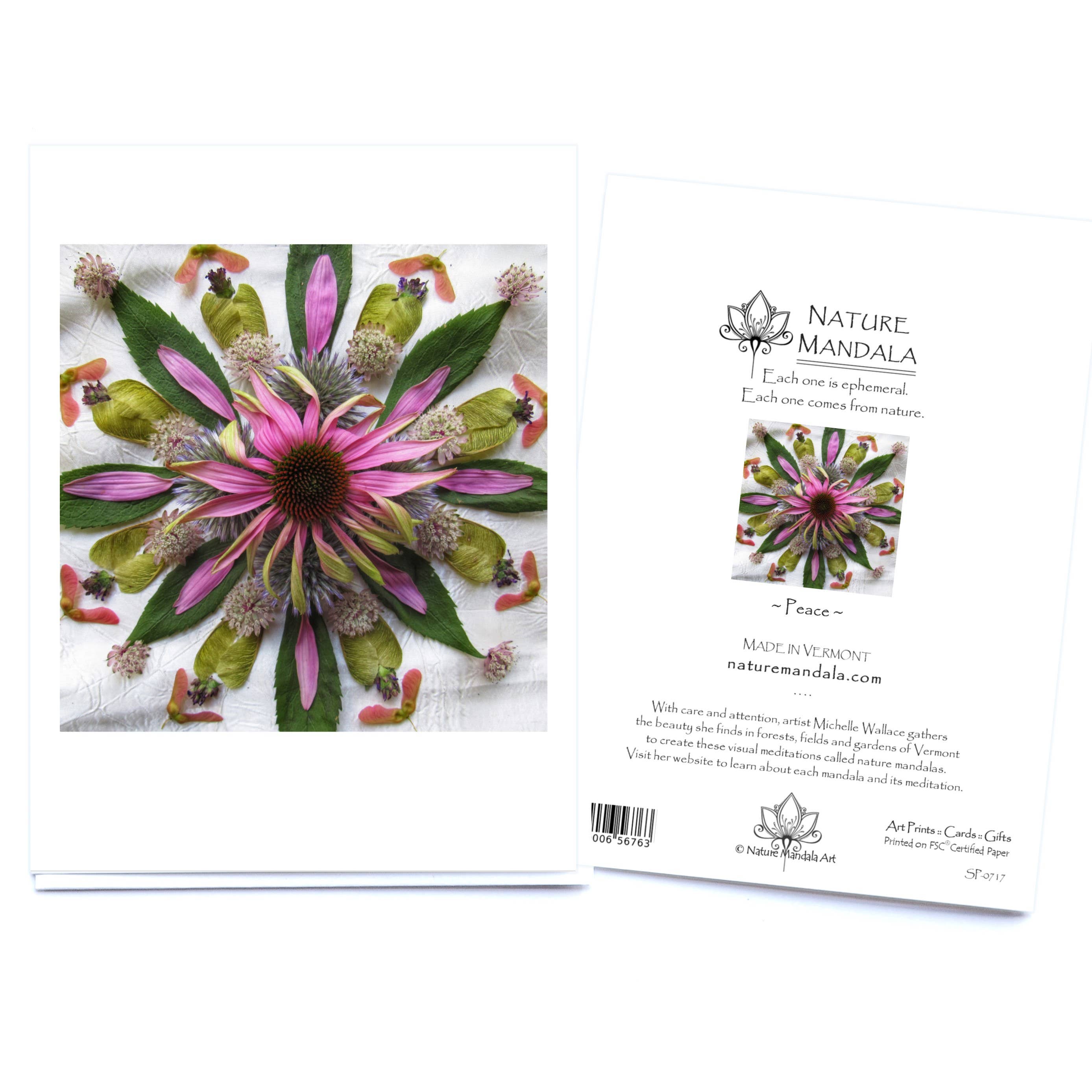 Nature Mandala Art - Wholesale Everyday Greeting Card - Nature / Flower Mandala Card :: Peace1
