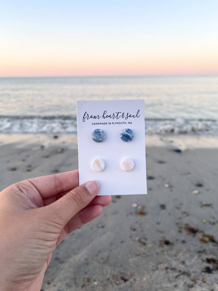 Waves and Sand Earring Stud Pack for wholesale by From Heart & Soul Clay Co.