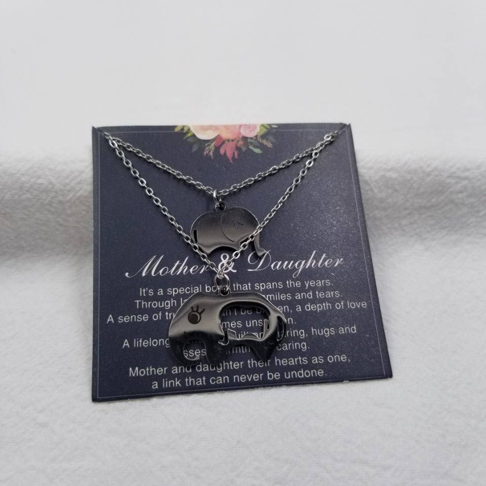 ENA Jewelry - Wholesale Pendant/Charm Necklace - Mother & Daughter Elephant Pendant Necklace2