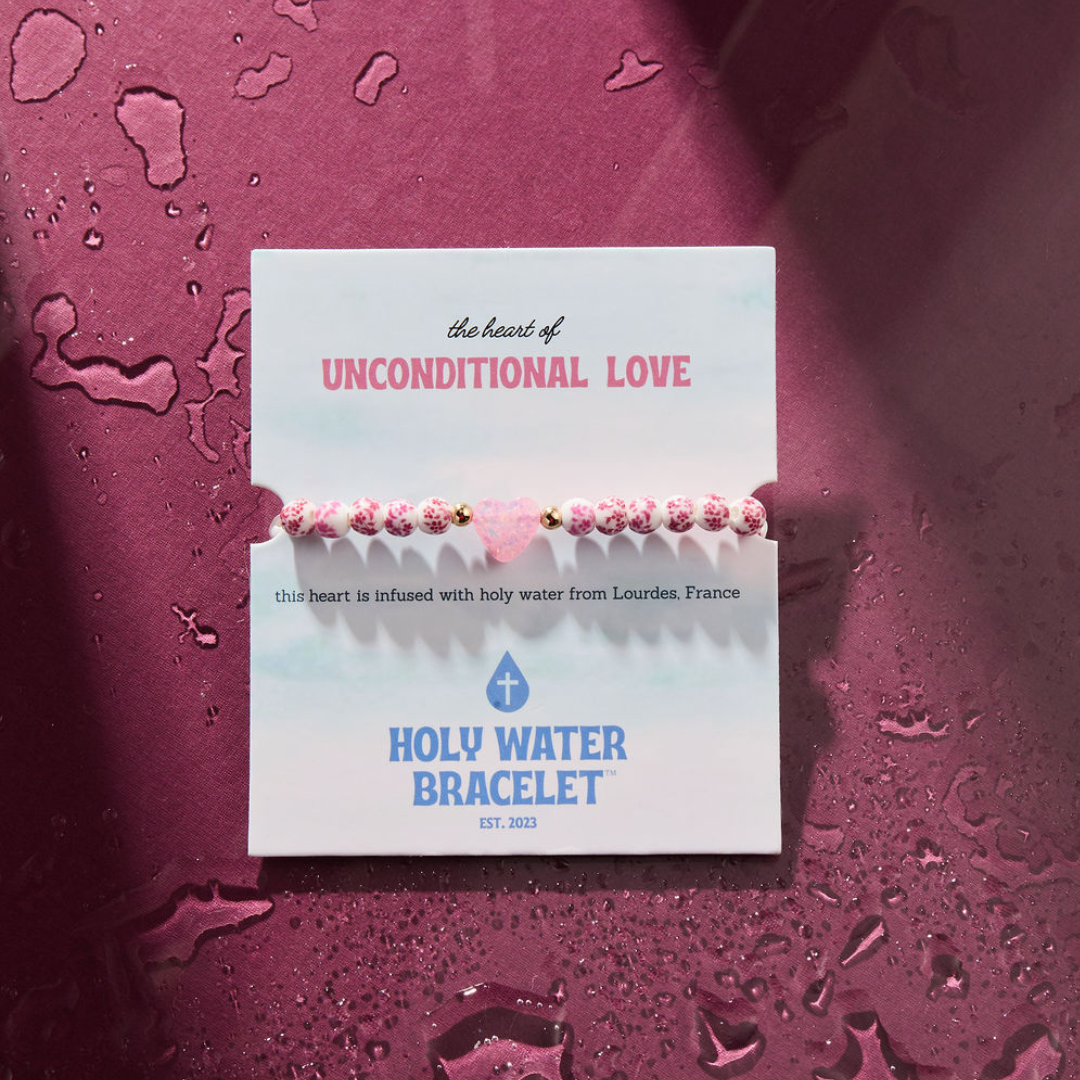 Holy Water Bracelet - Wholesale Beaded Bracelet - HOLY WATER PORCELAIN HEART BRACELET2