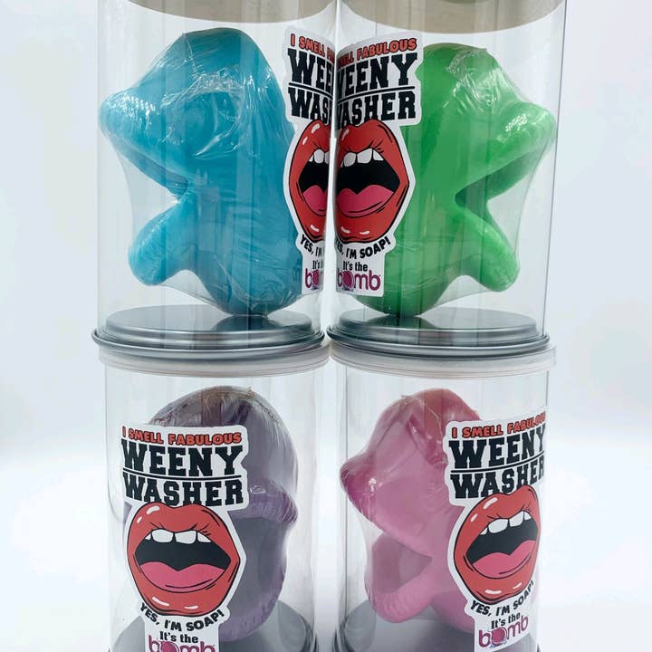 It's the BOMB® - Wholesale Gag Gift/Novelty Gift - 4 'Weeny Washer' Weenie Soaps ASSORTED COLORS Mouth Shaped