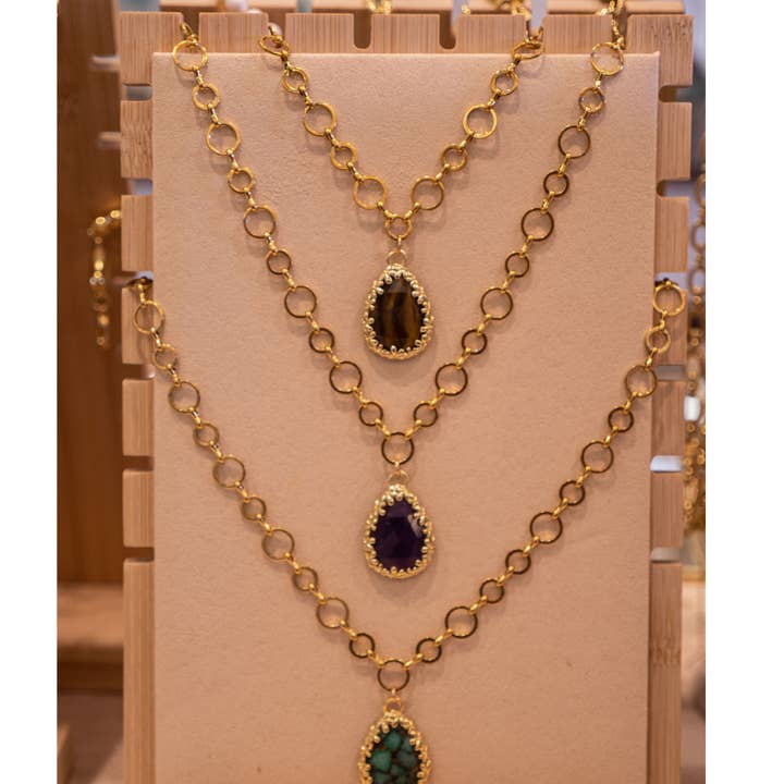 PHOEBE´S - Vente Parures de bijoux - Collier en pierre verte, pendentif amazonite, parure de bijoux4