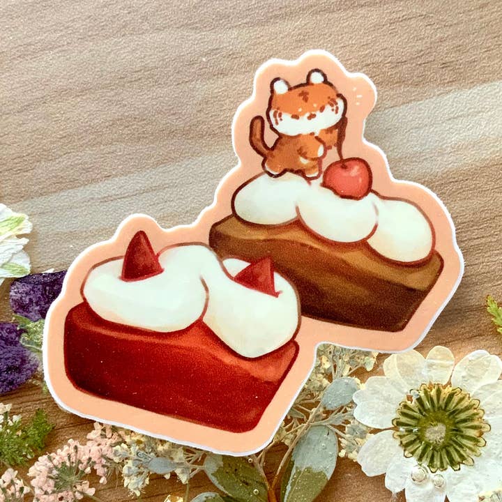 Tiger Cream Cake Sticker | Matte Stickers | Cute Stickers for wholesale by elbth_cafe