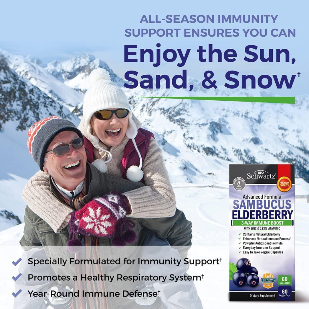 BioSchwartz - Wholesale Oral Supplement/Vitamin - Elderberry with Zinc and Vitamin C: Immune Support (60 Cap)2