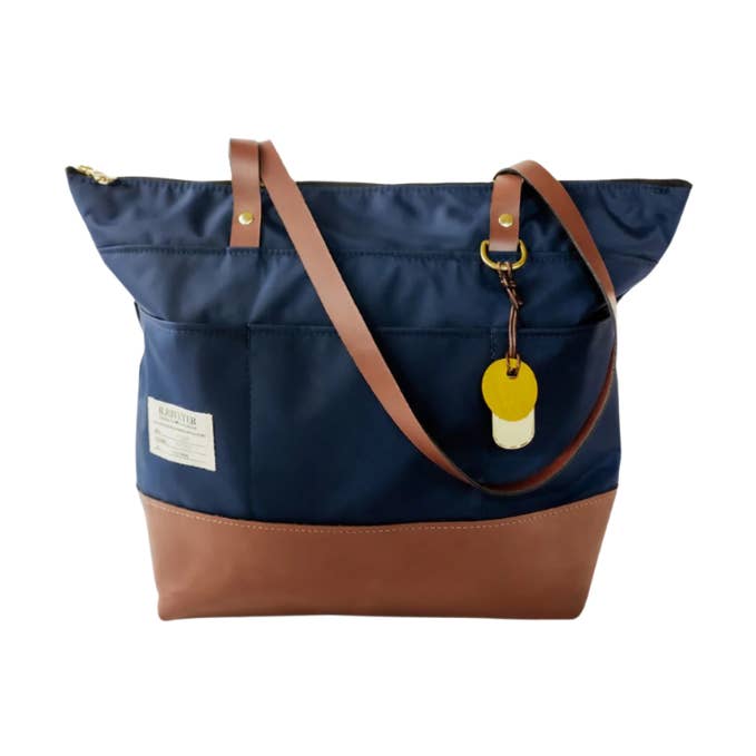 R.Riveter - Wholesale Tote Bag - Women's - Harriet | Navy Nylon + Brown Leather0
