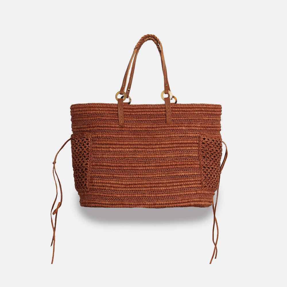 SANS-ARCIDET PARIS – Saco de praia por atacado – Boris SS23 - Saco de ráfia com alça entrançada0