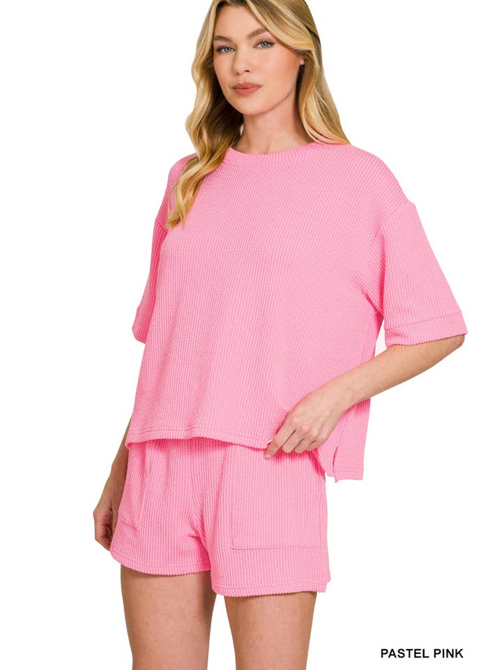 Vanilla Monkey – Engroshandel Top- og buksesæt (IKKE Loungewear) - Dame – Sæt med kortærmet T-shirt i rib og korte bukser29