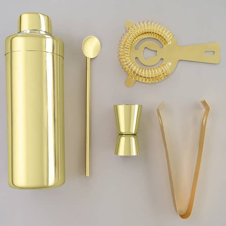 Gold Cocktail Shaker Set for wholesale by Five Star Napkins Inc.