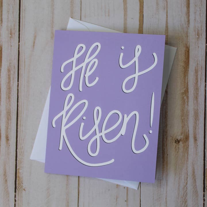 He Is Risen! Card with Envelope | Easter Card for wholesale by Birdie Mae Designs