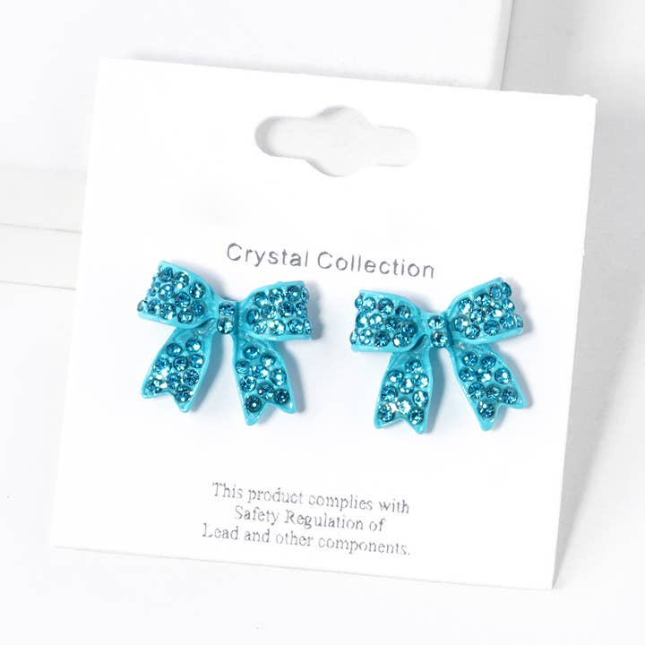 Sensibling Corp. - Wholesale Stud/Post Earrings - Crystal Rhinestone Pave Bow Stud Earrings
30