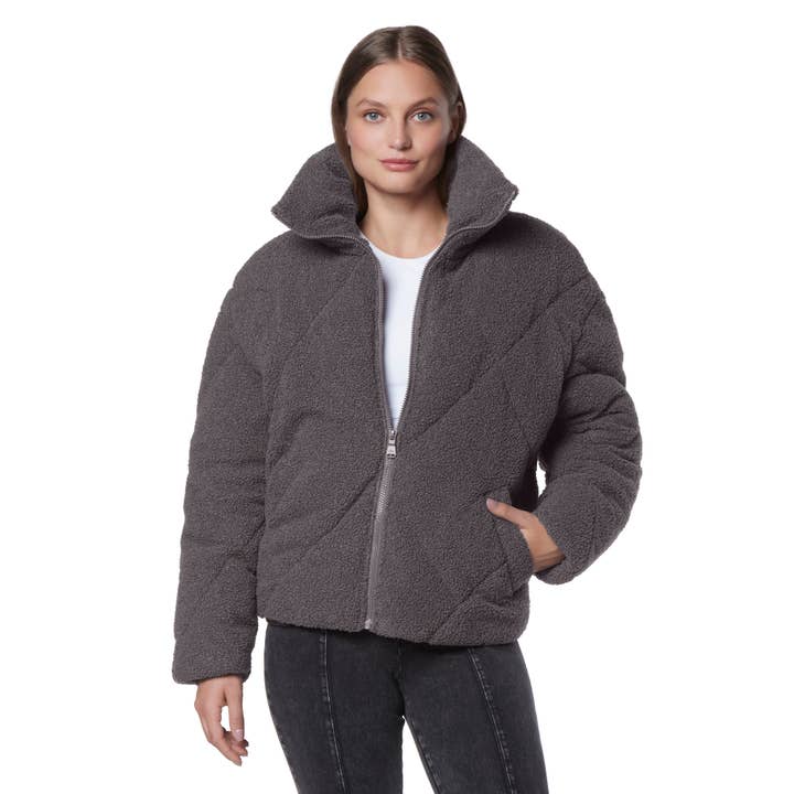 MN2J4830: FAUX FUR DIAMOND QUILT PUFFER for wholesale by Andrew Marc Sport