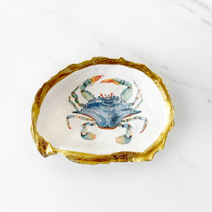 Adori Designs - Wholesale Jewelry Dish - Sea Life Decoupage Oyster Shell Trinket Dish