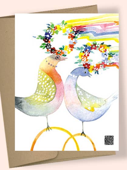 WEDDING BIRDS WATERCOLOR GREETING CARD for wholesale by Studio Masha D'yans