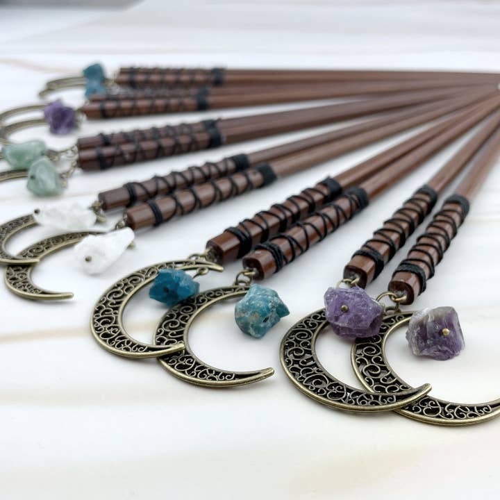 WonderLight Jewelry – wholesale Hair pin – Gemstone Moon Hair Sticks - Moon / Wisdom