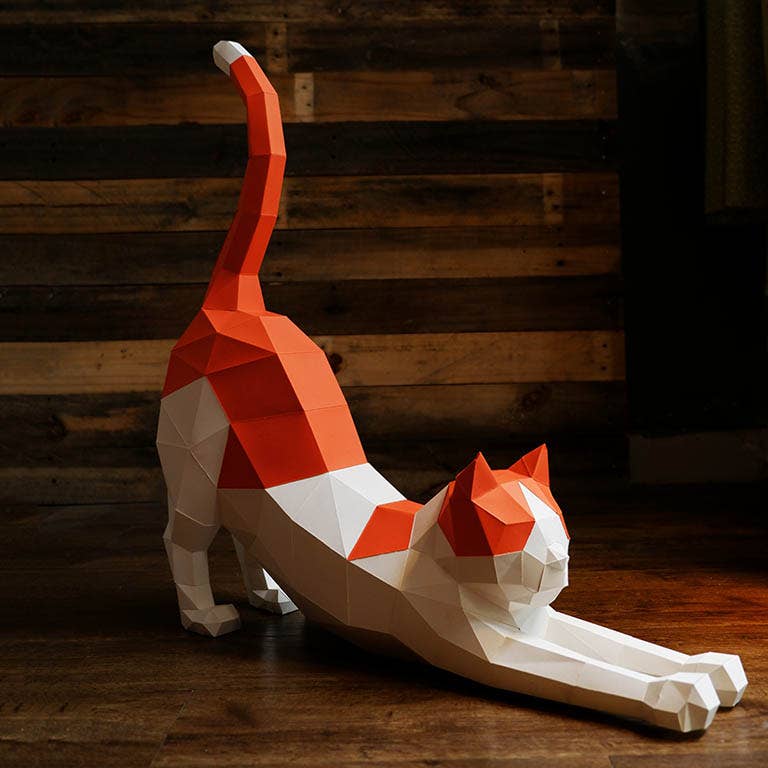 PAPERCRAFT WORLD - Venta al por mayor Kit de manualidades - Modelo 3D de origami PaperCraft con forma de gato estirado6