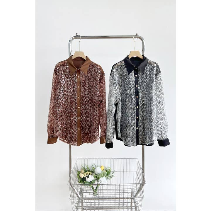 XHHH Inc - Wholesale Shirt - Women's - X9342CT Sequin Button-Up Shirt11