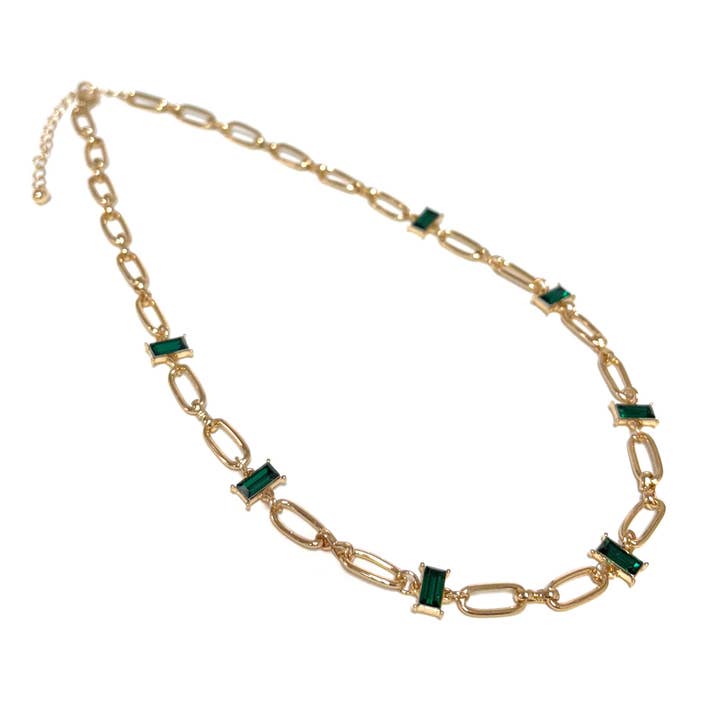 Baguette Bead & Paper Clip Chain Linked Necklace for wholesale by StarryNYC