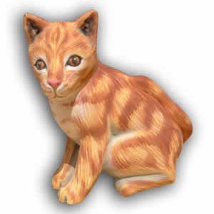 Erik & Mike - Wholesale Ornament - Red Tabby Cat Christmas Ornament painted & carved wood